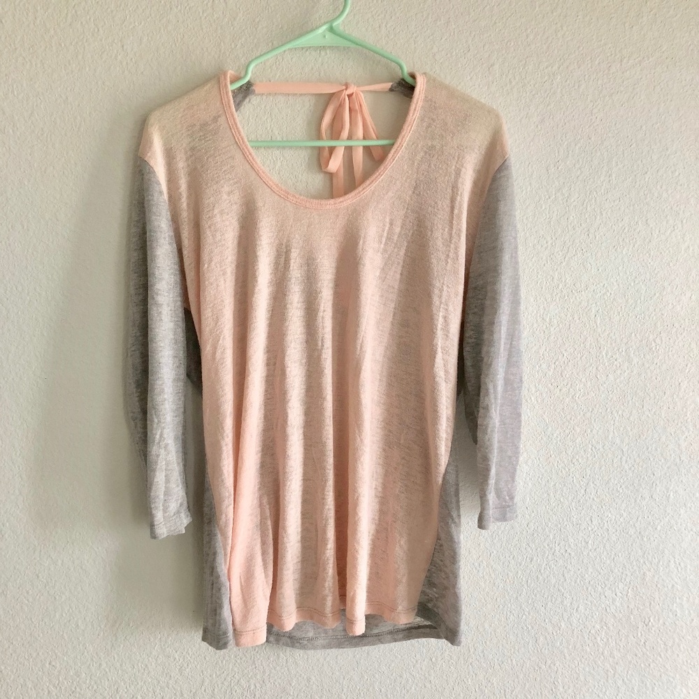 Blush and Grey Long Sleeve Sweater